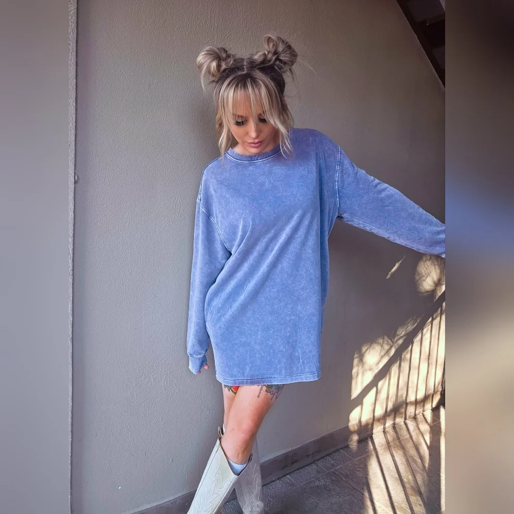 Indigo Pocket Sweatshirt Dress - Picture 3 of 8